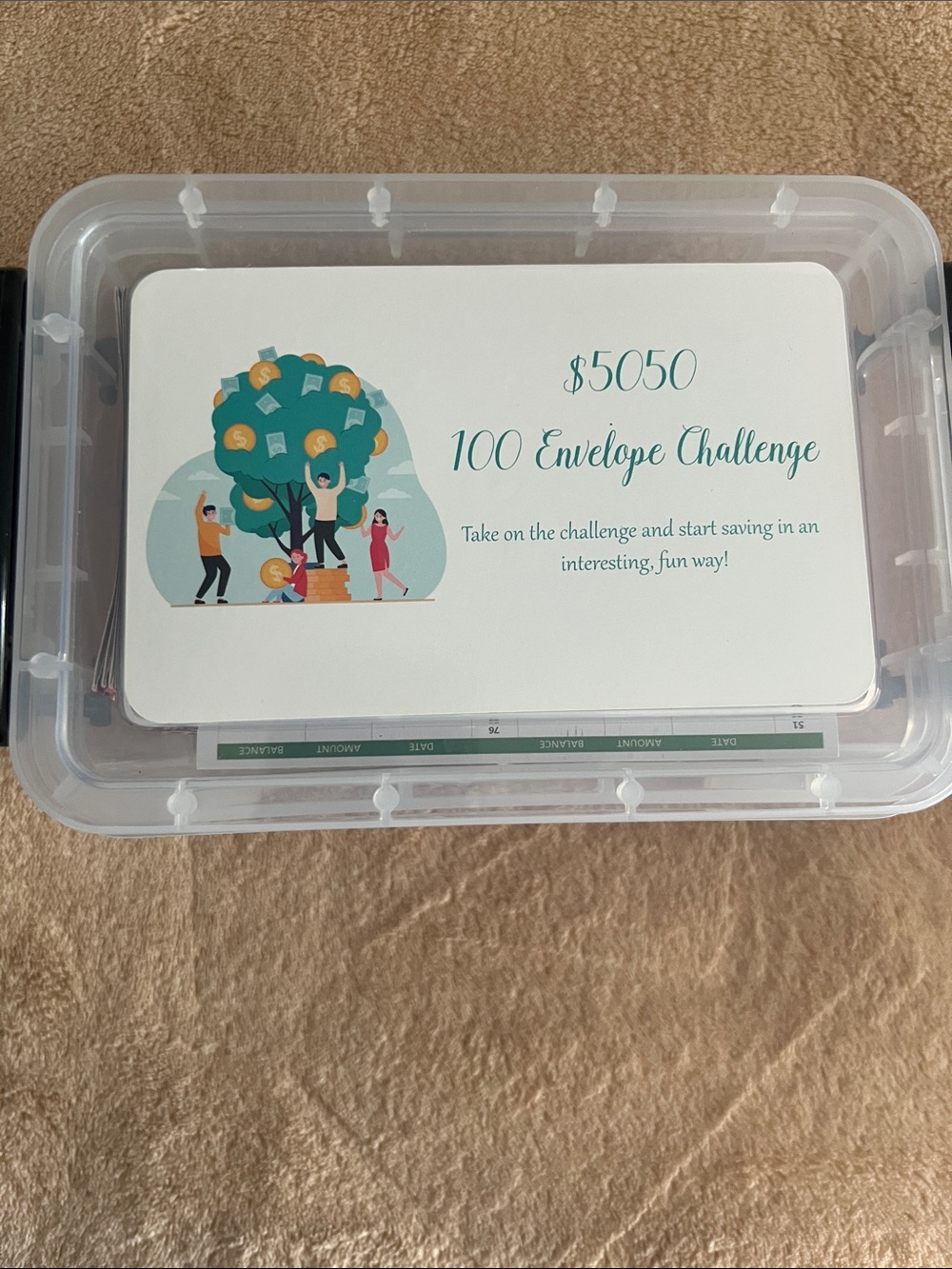 Savings Challenge Box with numbered Challenge Cards
